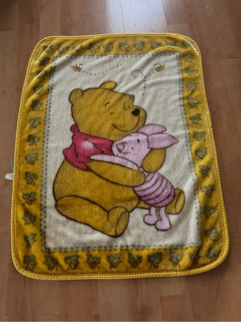 VTG Disney Winnie The Pooh Piglet Plush Baby Throw Blanket Rounded Corners